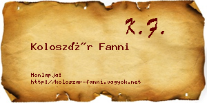 Koloszár Fanni névjegykártya